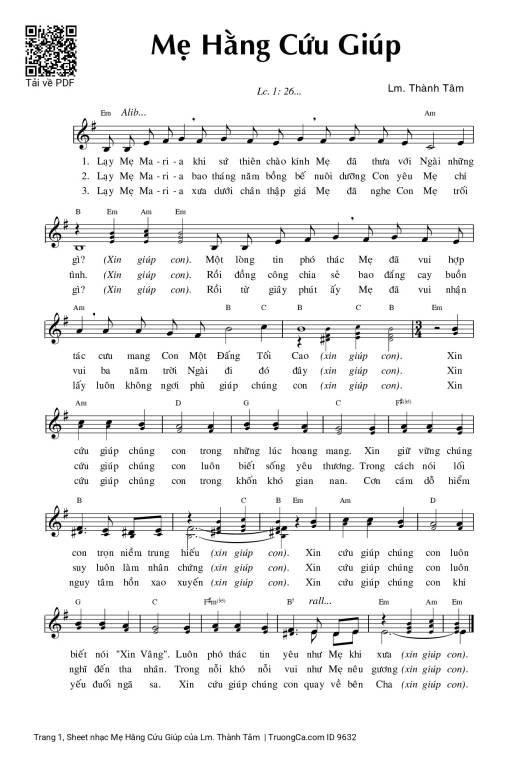 Sheet PDF of Mẹ Hằng Cứu Giúp