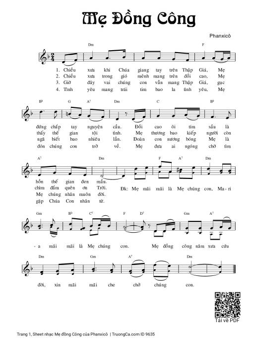 Sheet PDF of Mẹ đồng Công