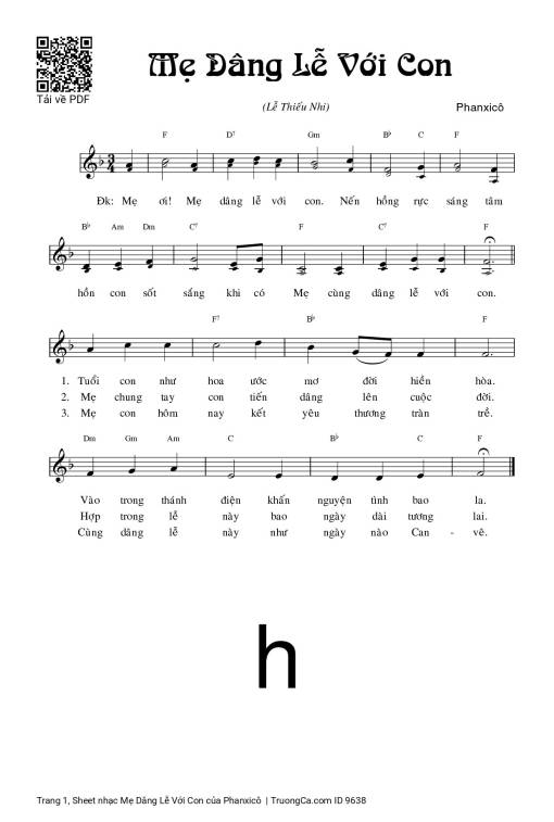 Sheet PDF of Mẹ Dâng Lễ Với Con