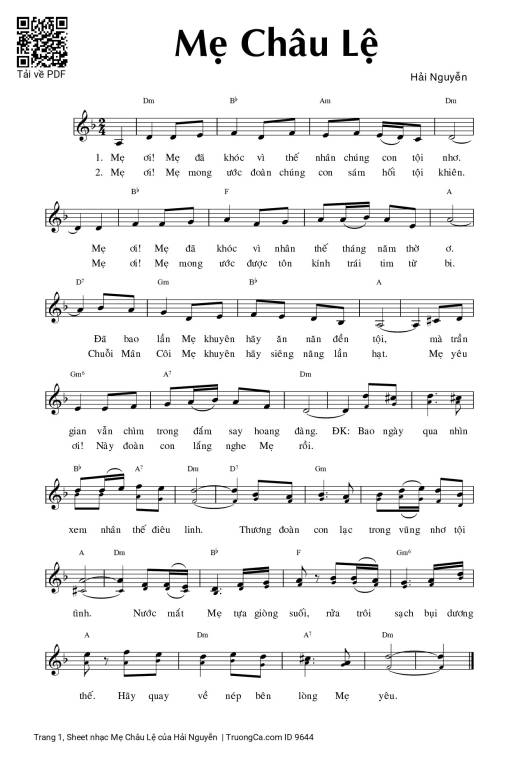 Sheet PDF of Mẹ Châu Lệ