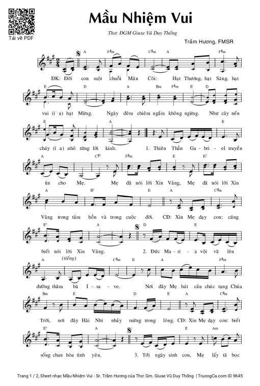 Mầu Nhiệm Vui - Sr. Trầm Hương