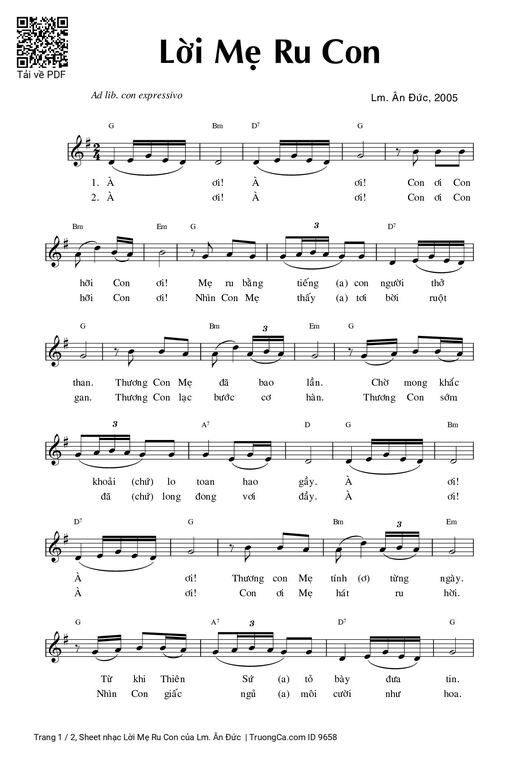 Lời Mẹ Ru Con - Lm. Ân Đức