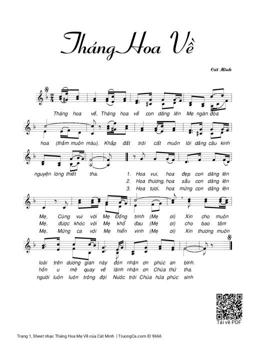 Sheet PDF of Tháng Hoa Mẹ Về