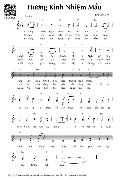 Sheet PDF of Hương Kinh Nhiệm Mầu