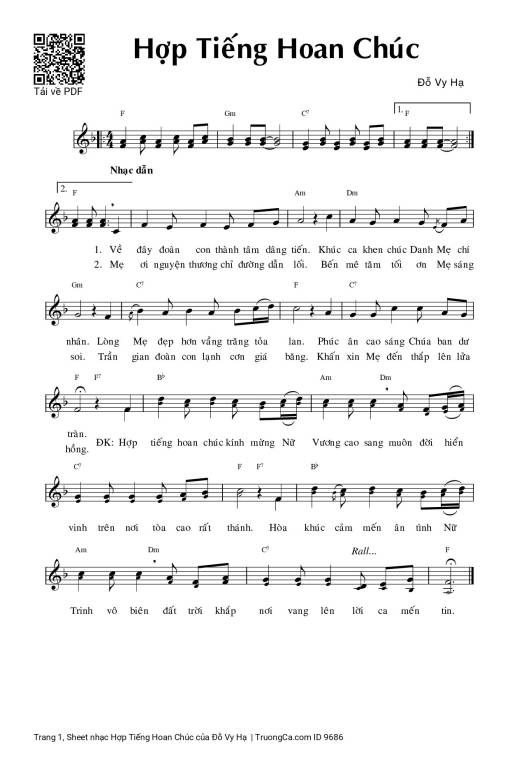 Sheet PDF of Hợp Tiếng Hoan Chúc
