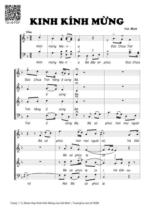 Sheet PDF of Kinh Kính Mừng (5 bè)