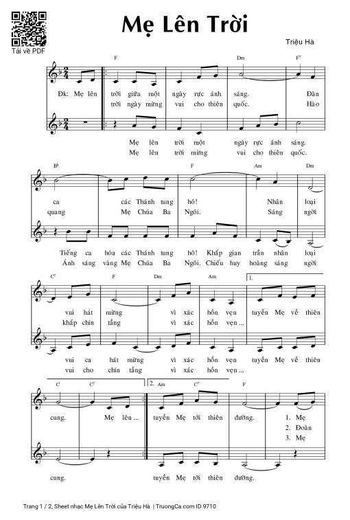 Sheet PDF of Mẹ Lên Trời