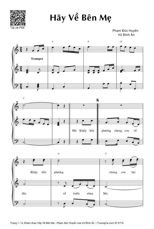 Sheet PDF of Hãy Về Bên Mẹ - Phạm đức Huyến