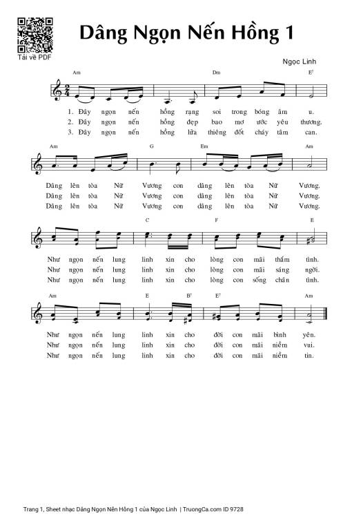 Sheet PDF of Dâng Ngọn Nến Hồng 1