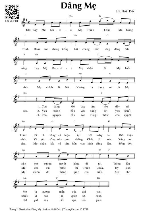 Sheet PDF of Dâng Mẹ - Lm. Hoài Đức