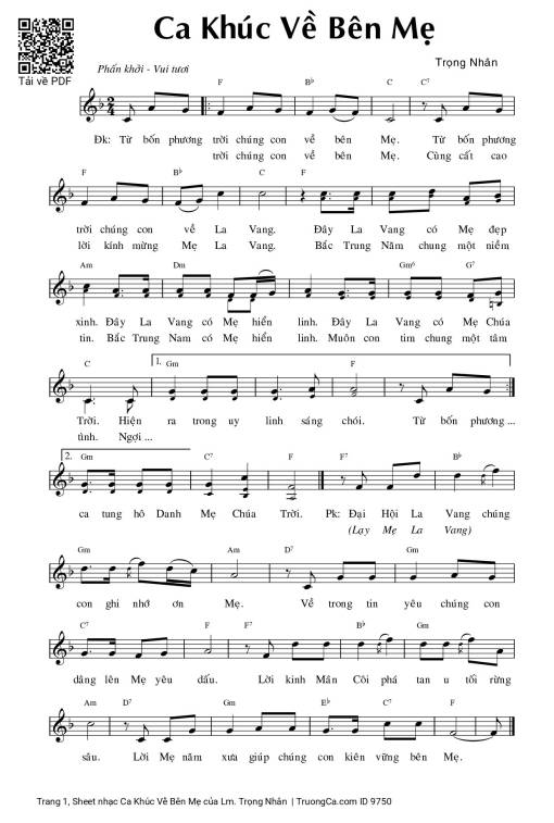 Sheet PDF of Ca Khúc Về Bên Mẹ