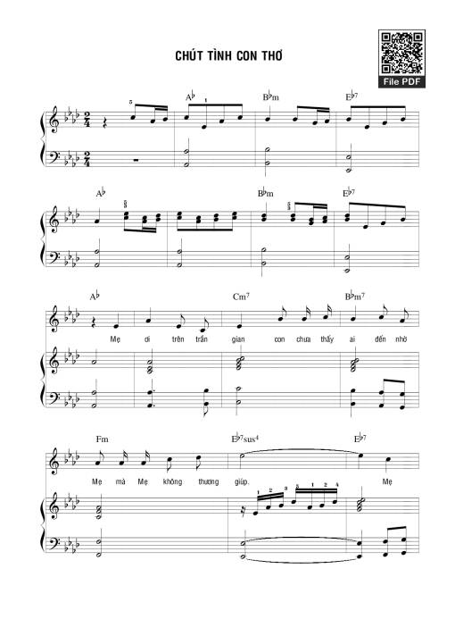 Sheet PDF of Chút Tình Con Thơ (đệm hát Piano)