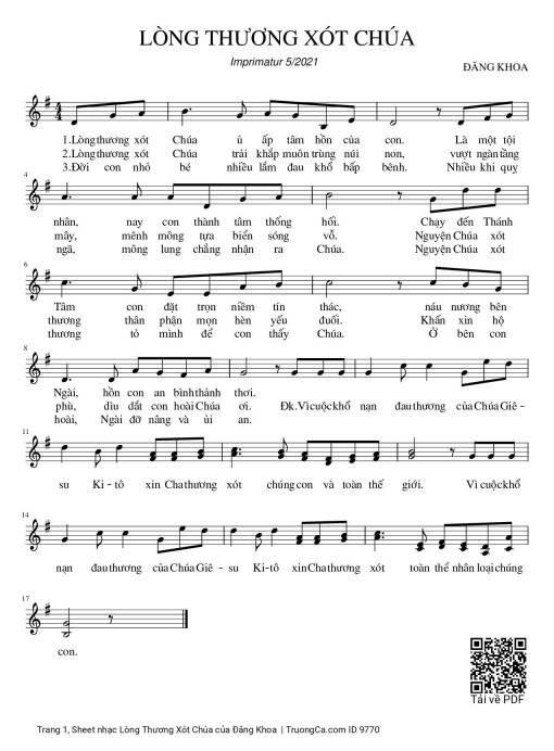 Sheet PDF of Lòng Thương Xót Chúa