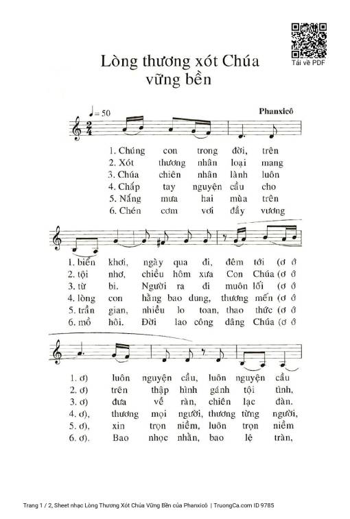Sheet PDF of Lòng Thương Xót Chúa Vững Bền