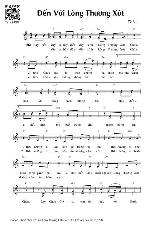 Sheet PDF of đến Với Lòng Thương Xót