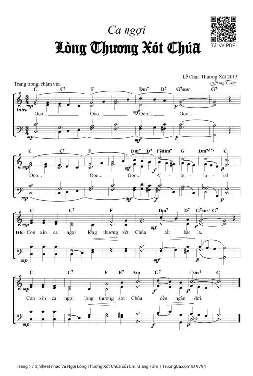Sheet PDF of Ca Ngợi Lòng Thương Xót Chúa
