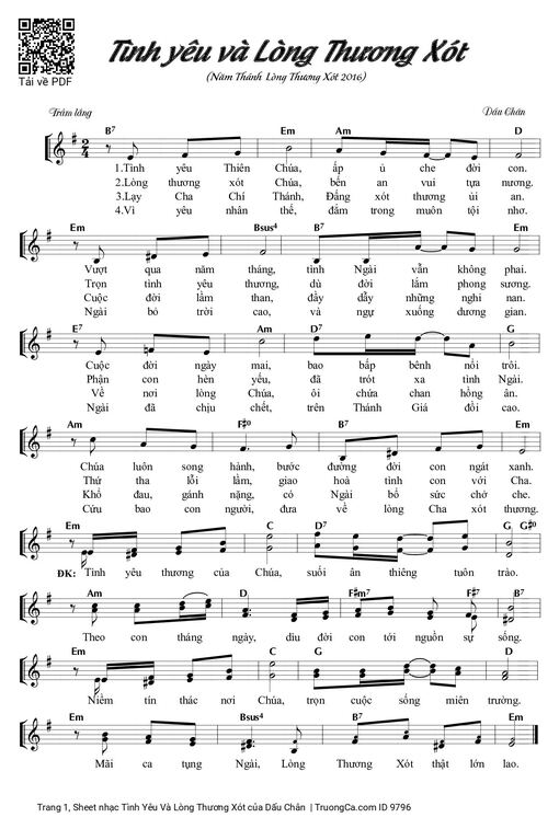 Sheet PDF of Tình Yêu Và Lòng Thương Xót