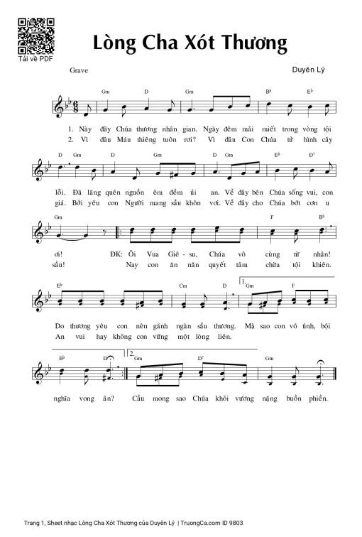 Sheet PDF of Lòng Cha Xót Thương