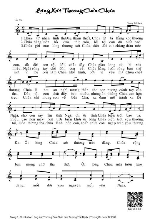 Sheet PDF of Lòng Xót Thương Của Chúa