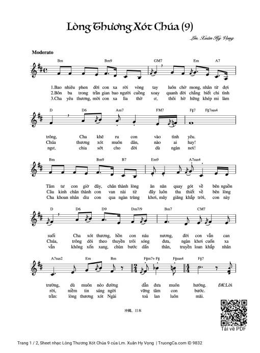 Sheet PDF of Lòng Thương Xót Chúa 9
