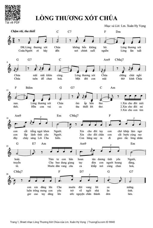 Sheet PDF of Lòng Thương Xót Chúa