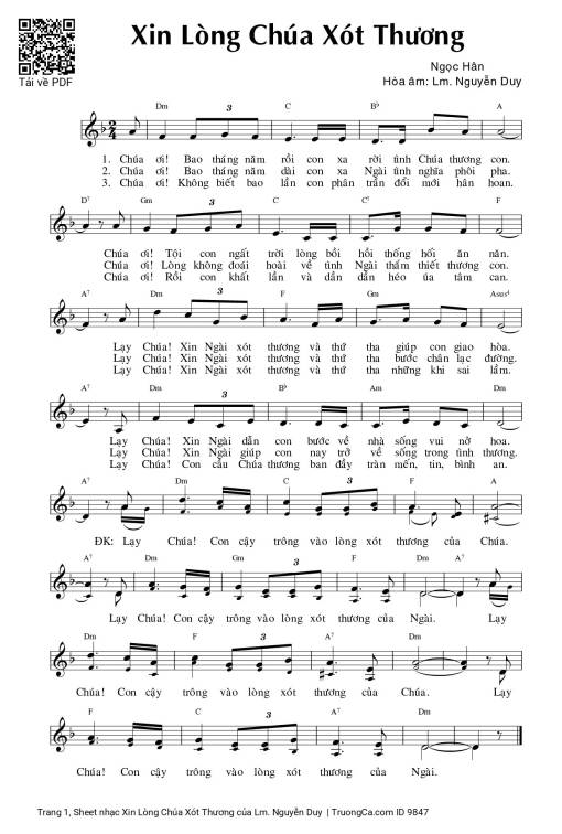 Sheet PDF of Xin Lòng Chúa Xót Thương
