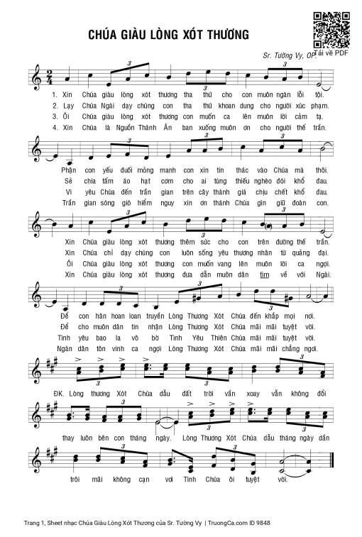 Sheet PDF of Chúa Giàu Lòng Xót Thương