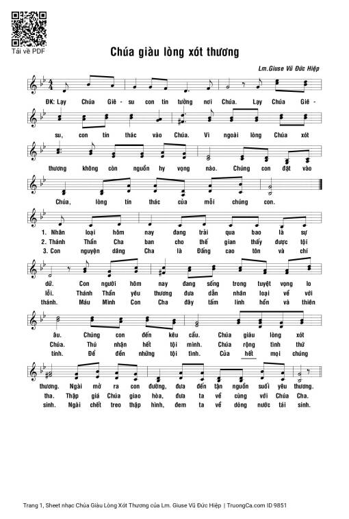 Sheet PDF of Chúa Giàu Lòng Xót Thương