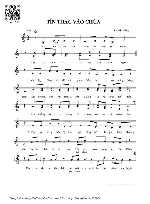 Sheet PDF of Tín Thác Vào Chúa