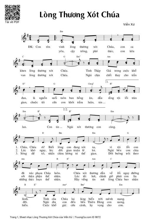 Sheet PDF of Lòng Thương Xót Chúa