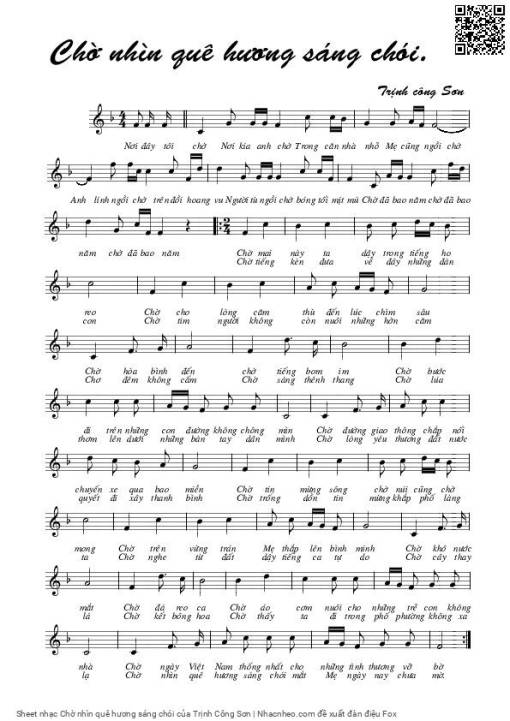 Sheet PDF of Chờ nhìn quê hương sáng chói