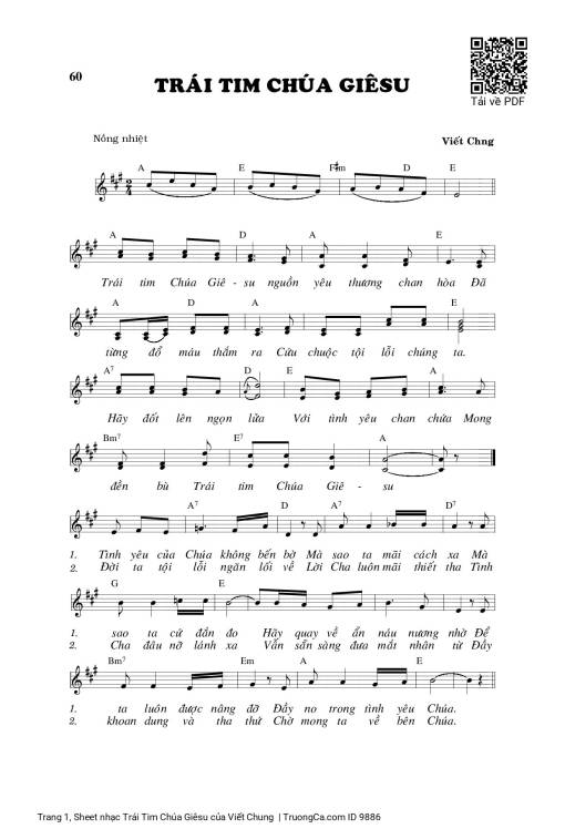 Sheet PDF of Trái Tim Chúa Giêsu