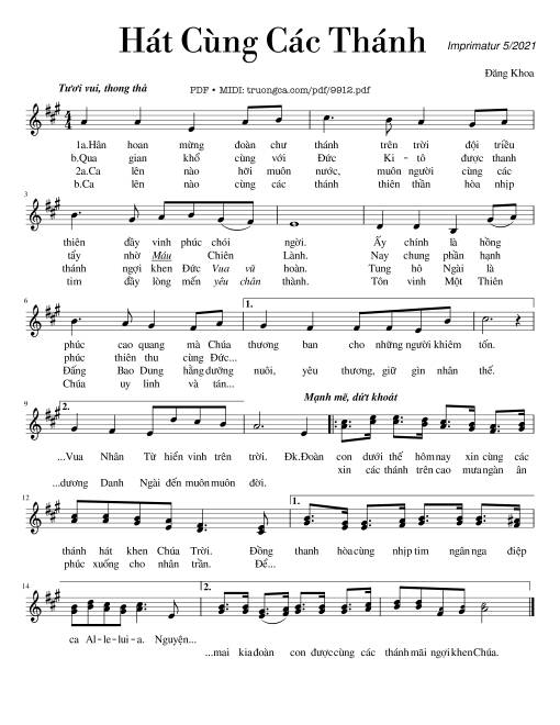 Hát Cùng Các Thánh
