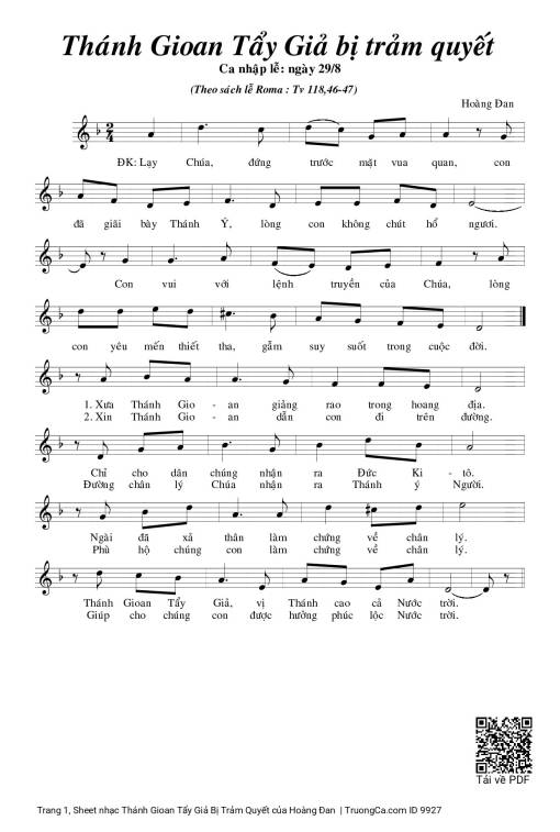 Sheet PDF of Thánh Gioan Tẩy Giả Bị Trảm Quyết