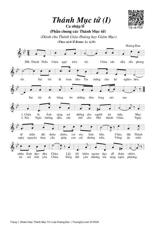 Sheet PDF of Thánh Mục Tử I