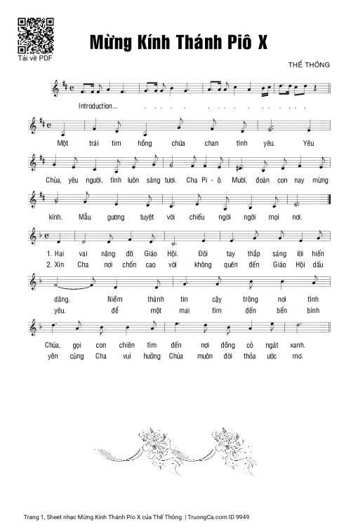 Sheet PDF of Mừng Kính Thánh Pio X