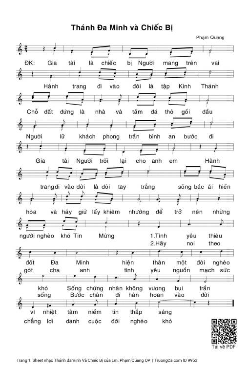 Sheet PDF of Thánh đaminh Và Chiếc Bị