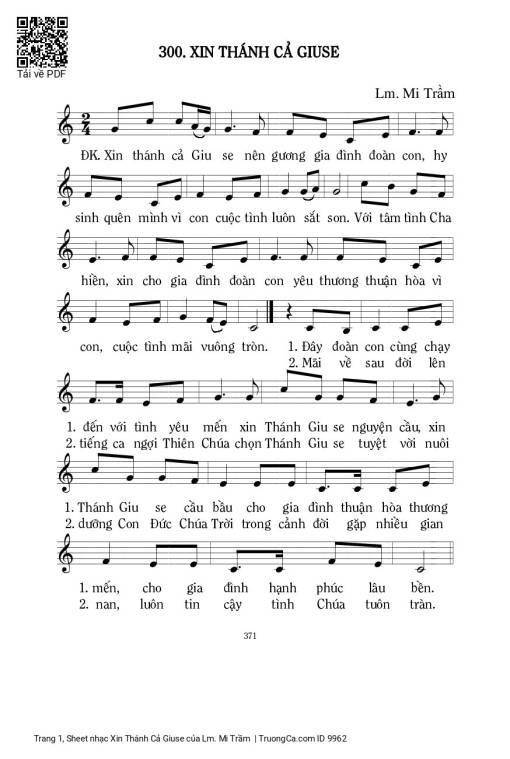 Sheet PDF of Xin Thánh Cả Giuse