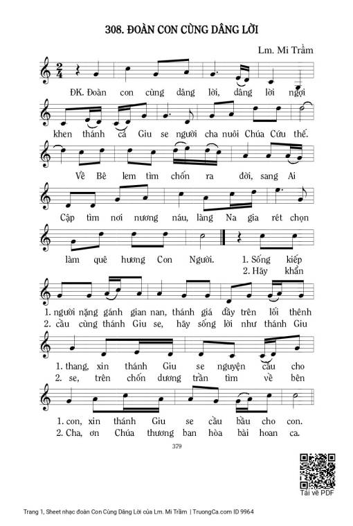 Sheet PDF of đoàn Con Cùng Dâng Lời