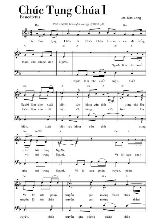 Sheet PDF of Chúc Tụng Chúa (Benedictus) 1