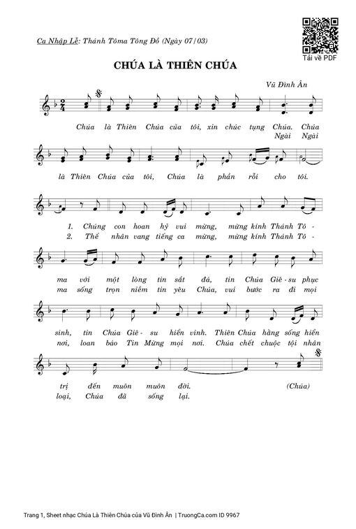Sheet PDF of Chúa Là Thiên Chúa