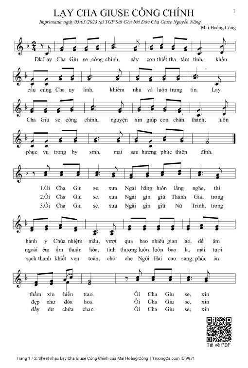 Sheet PDF of Lạy Cha Giuse Công Chính