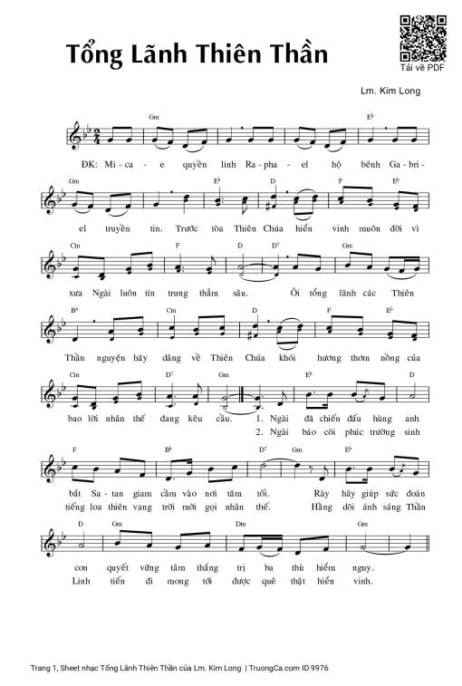 Sheet PDF of Tổng Lãnh Thiên Thần