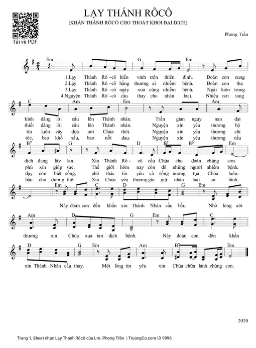 Sheet PDF of Lạy Thánh Rôcô