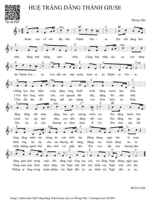 Sheet PDF of Huệ Trắng Dâng Thánh Giuse